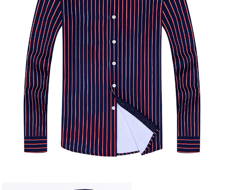 2022 winter striped warm shirt men's no pocket cardigan youth fashion fleece-lined thick plaid inch shirt CY