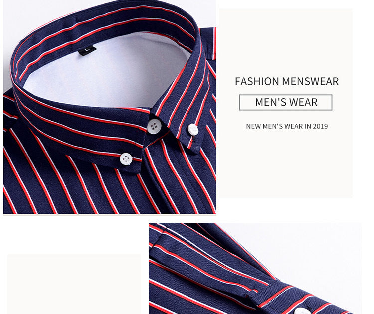 2022 winter striped warm shirt men's no pocket cardigan youth fashion fleece-lined thick plaid inch shirt CY