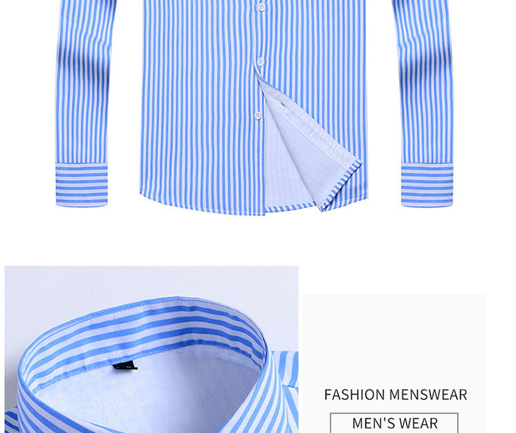 2022 winter striped warm shirt men's no pocket cardigan youth fashion fleece-lined thick plaid inch shirt CY
