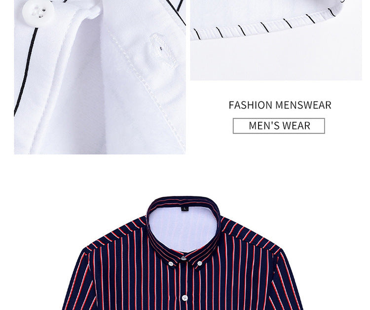 2022 winter striped warm shirt men's no pocket cardigan youth fashion fleece-lined thick plaid inch shirt CY