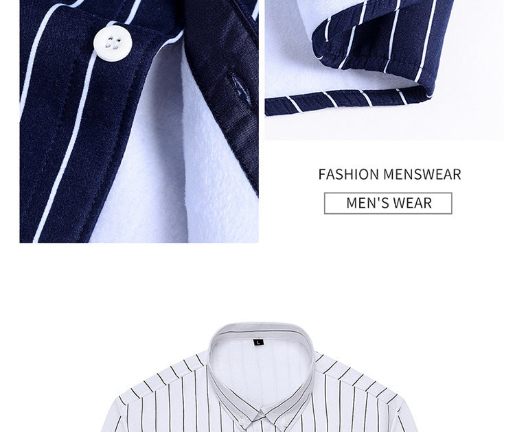 2022 winter striped warm shirt men's no pocket cardigan youth fashion fleece-lined thick plaid inch shirt CY