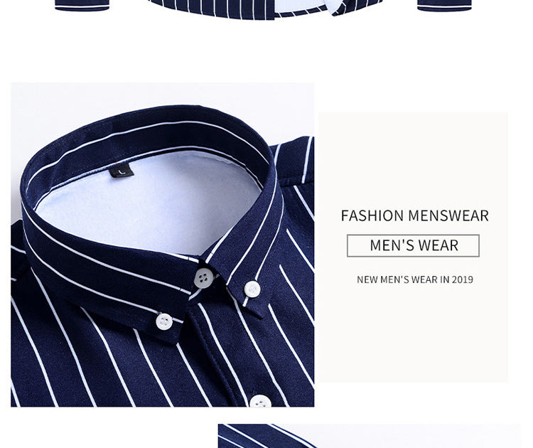 2022 winter striped warm shirt men's no pocket cardigan youth fashion fleece-lined thick plaid inch shirt CY