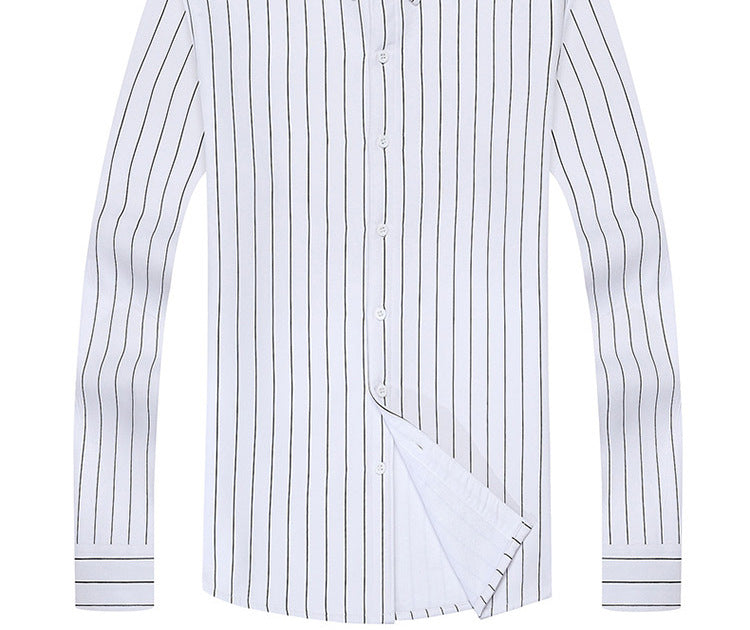 2022 winter striped warm shirt men's no pocket cardigan youth fashion fleece-lined thick plaid inch shirt CY