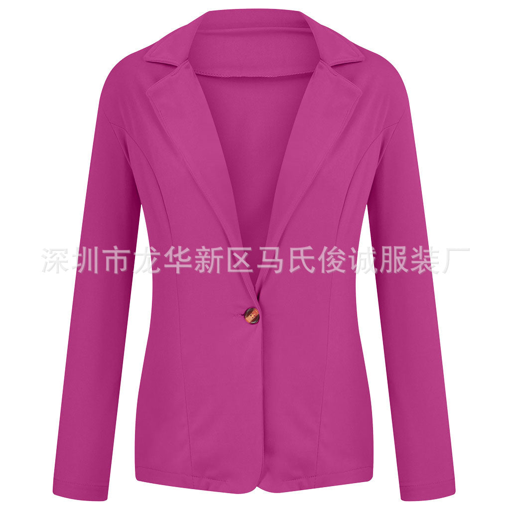 Cross-border 2022 European and American small suit lapel long sleeve slim sweet button Street coat suit multicolor spot