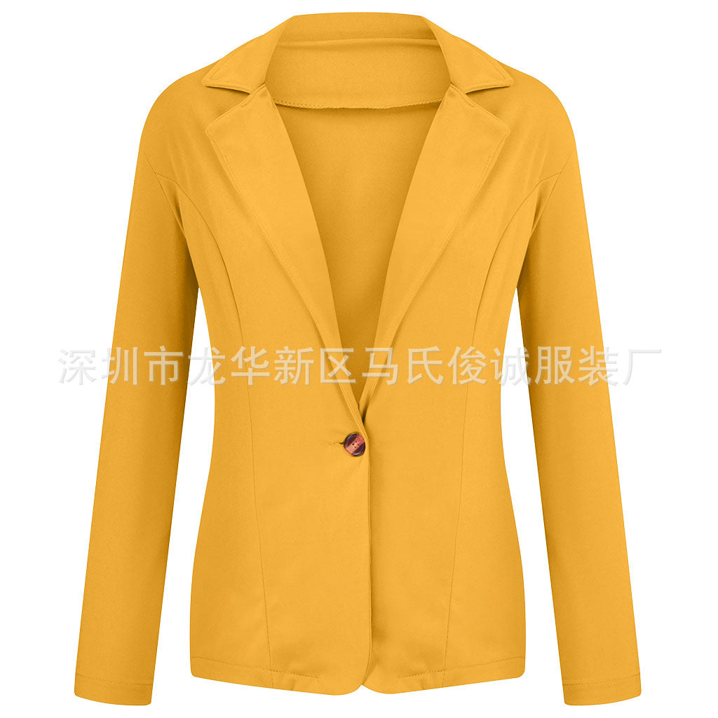 Cross-border 2022 European and American small suit lapel long sleeve slim sweet button Street coat suit multicolor spot