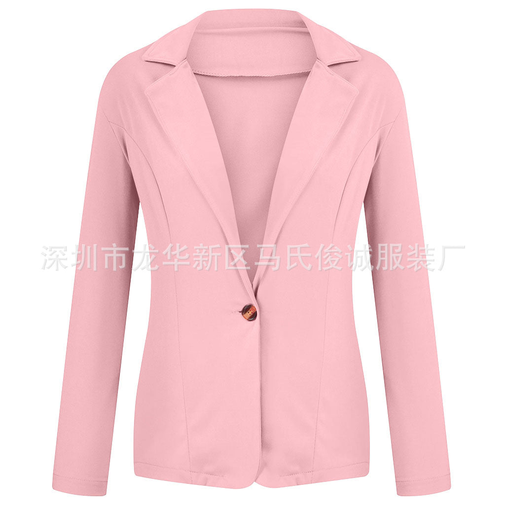 Cross-border 2022 European and American small suit lapel long sleeve slim sweet button Street coat suit multicolor spot