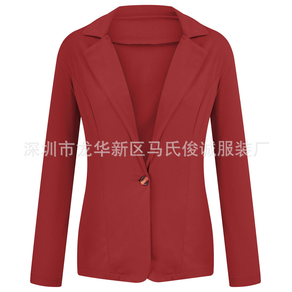 Cross-border 2022 European and American small suit lapel long sleeve slim sweet button Street coat suit multicolor spot