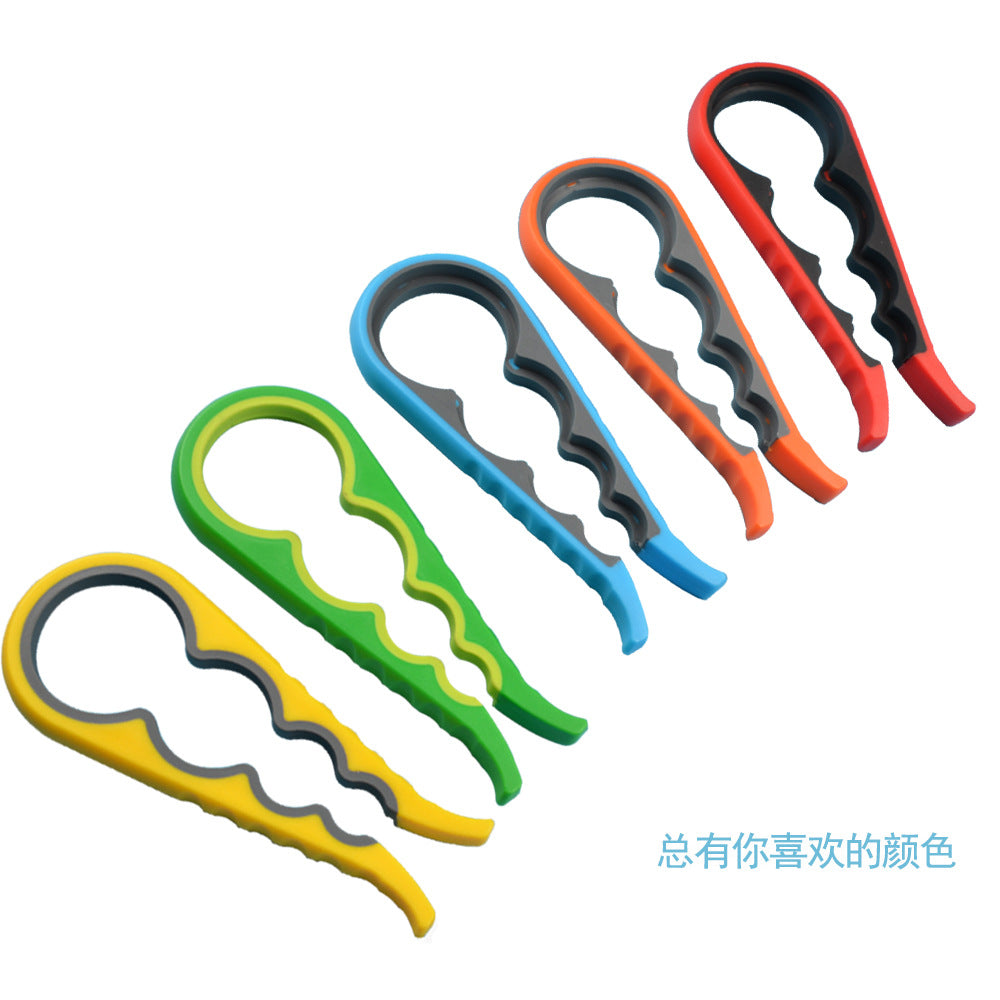 in stock four-in-one bottle opener kitchen multifunctional can opener can screwing cap non-slip labor-saving bottle opener