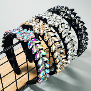 European and American Fashion New Baroque Hair Hoop Wide-brimmed Color Full Diamond Hoop Cross-border High-end Feeling Banquet Elegant Hair Accessories