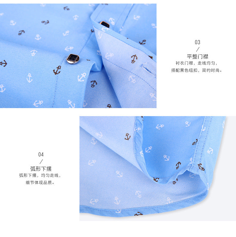 New Men's Printed Long-Sleeved Shirt, Korean Style Slim Fit, Youth Fashion, Casual and Versatile Shirt, Cross-Border Bestseller in Europe and America