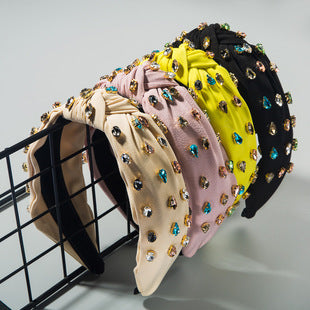 European and American Fashion New Baroque Hair Hoop Wide-brimmed Color Full Diamond Hoop Cross-border High-end Feeling Banquet Elegant Hair Accessories