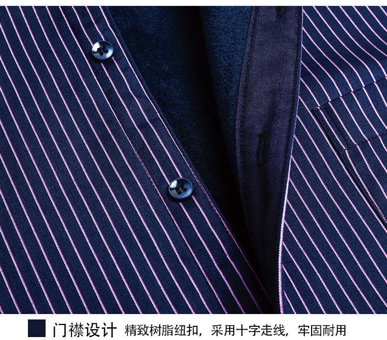 2022 winter striped warm shirt men's no pocket cardigan youth fashion fleece-lined thick plaid inch shirt CY
