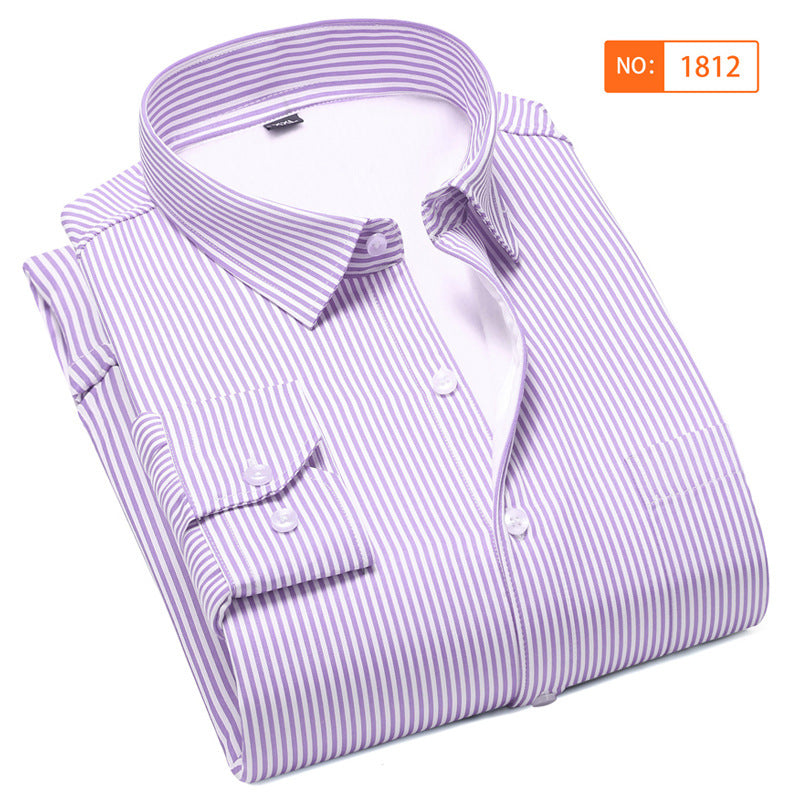 2022 winter striped warm shirt men's no pocket cardigan youth fashion fleece-lined thick plaid inch shirt CY