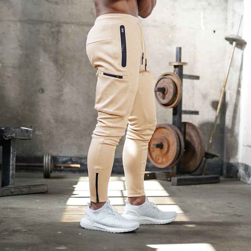 Cross-Border Men's Casual Versatile Sports Overalls Cotton Running Fitness Camouflage Trousers Zipper Decorative Trousers