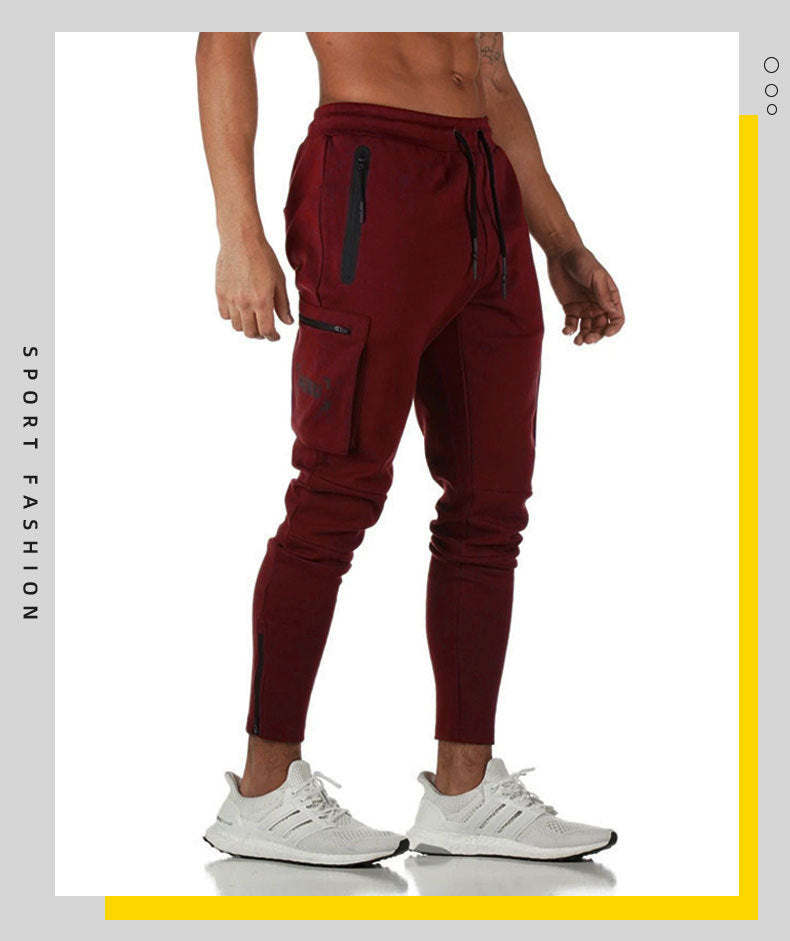 Cross-Border Men's Casual Versatile Sports Overalls Cotton Running Fitness Camouflage Trousers Zipper Decorative Trousers