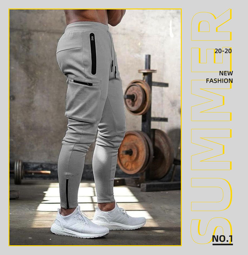 Cross-Border Men's Casual Versatile Sports Overalls Cotton Running Fitness Camouflage Trousers Zipper Decorative Trousers