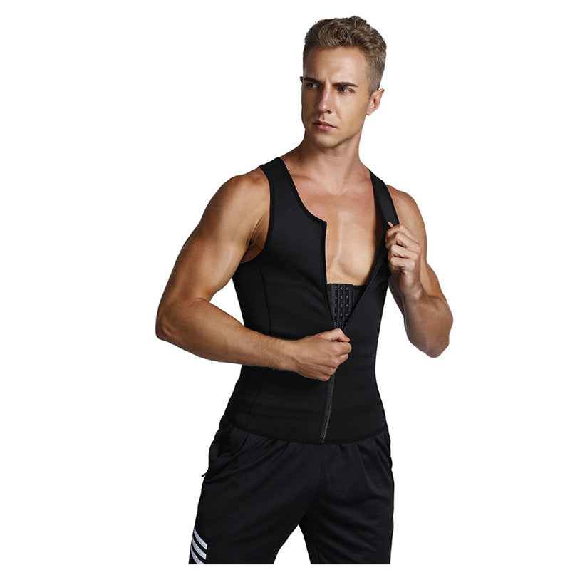 European and American Men's Sauna Clothing, Tummy Control Vest, Sports Vest, Cross-Border Corset, Neoprene Tights, Shapewear