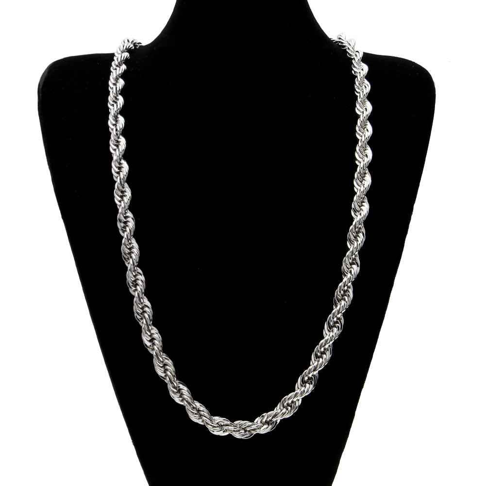 Men's hip-hop gold-plated European and American necklace fashion high sense 1cm thick twist necklace twisted rope chain a generation of hair