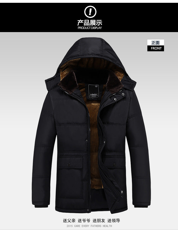 Foreign trade supply generation winter men's fleece-lined thick coat men's old men's cotton-padded jacket new dad cotton-padded jacket men