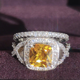 European and American Cross-border E-commerce Hot Sale Combination Ring suit Ring Female Niche High-level Sense Design Super Flash r7489