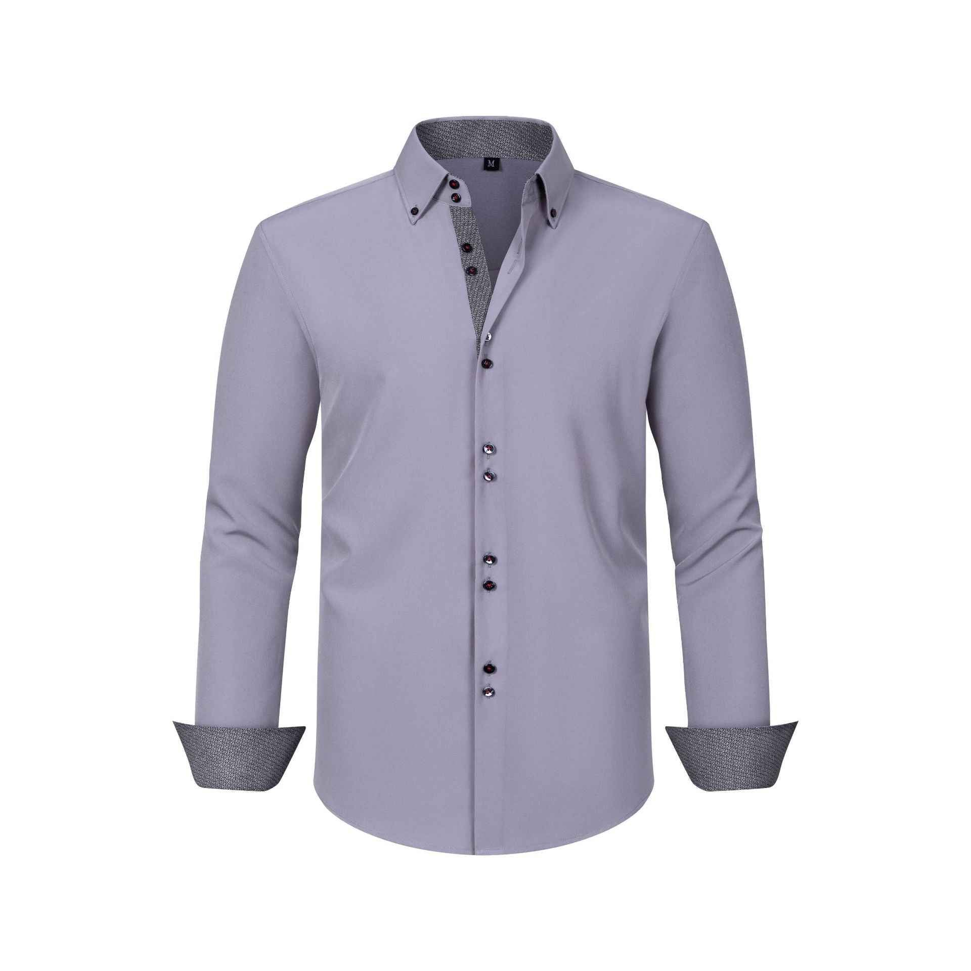 Cross-Border Four-Way Stretch Men's Shirt Polka Dot Color Matching Design Double-Breasted Shirt Men's Amazon Hot Style