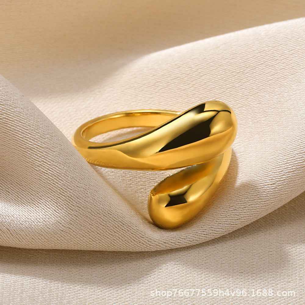 Cross-border European and American explosions stainless steel ring adjustable geometric ring 18k furnace electroplated titanium steel ring wholesale