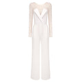 In Stock | White Bubble Bead Jumpsuit, Fashionable Casual Two-Piece Set, High-End European and American Women's Clothing, European and American Style.