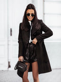 2026 Autumn/Winter European and American New Cross-Border Women's Clothing Amazon Woolen Coat Solid Color Tie-Up Mid-Length Woolen Jacket