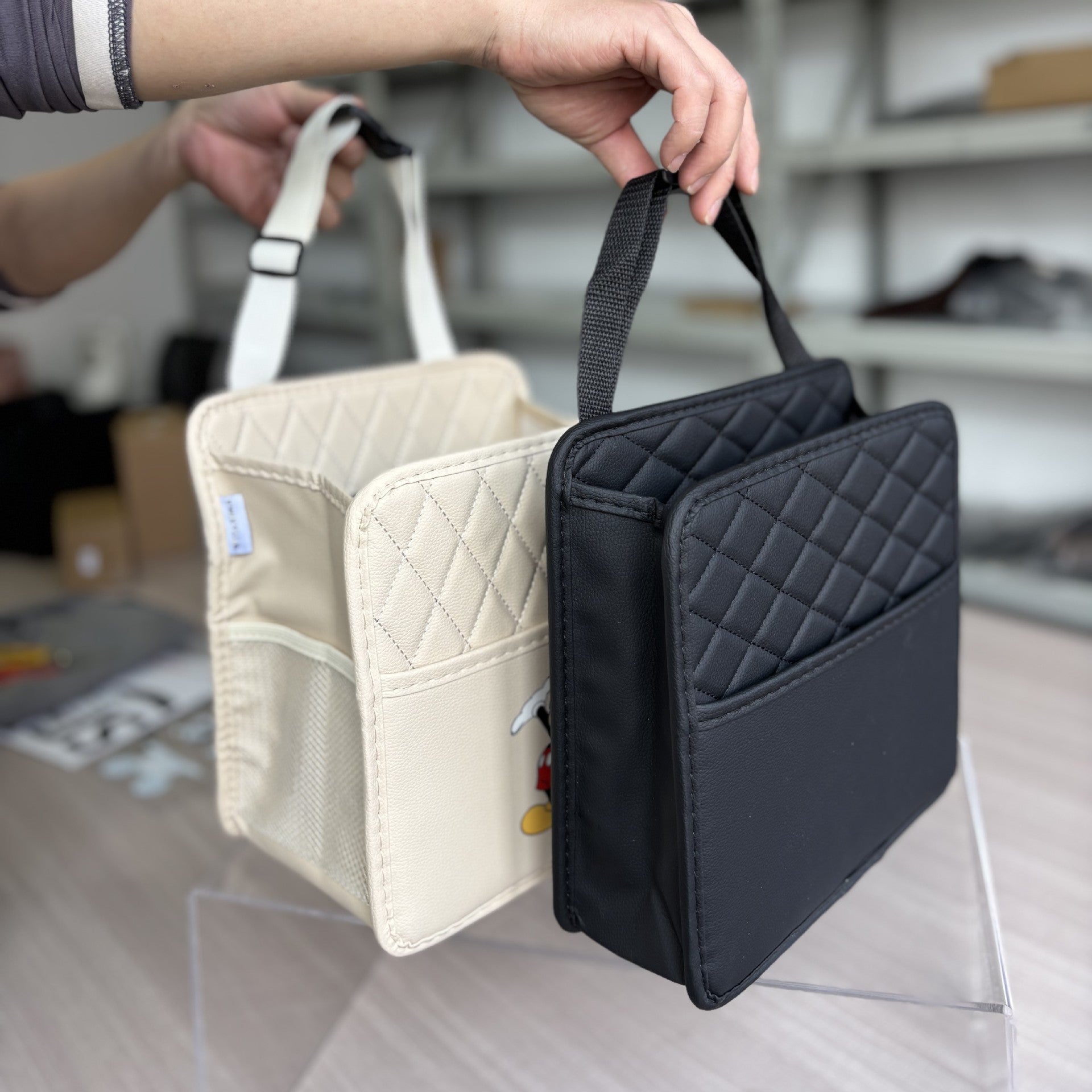 Cross-border upgrade car chair back suede storage bag seat storage cup bag multi-compartment bundled storage bag