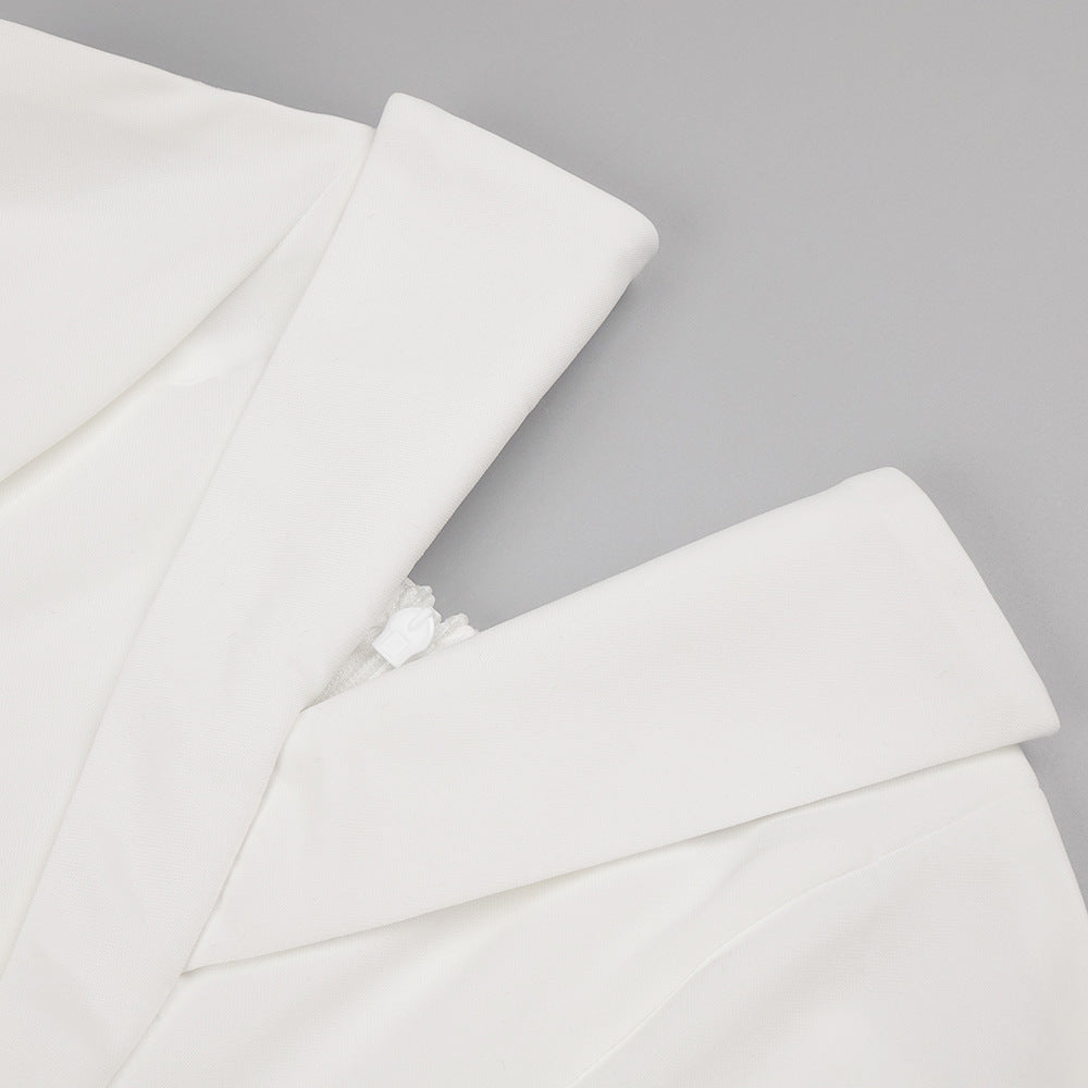 In Stock | White Bubble Bead Jumpsuit, Fashionable Casual Two-Piece Set, High-End European and American Women's Clothing, European and American Style.