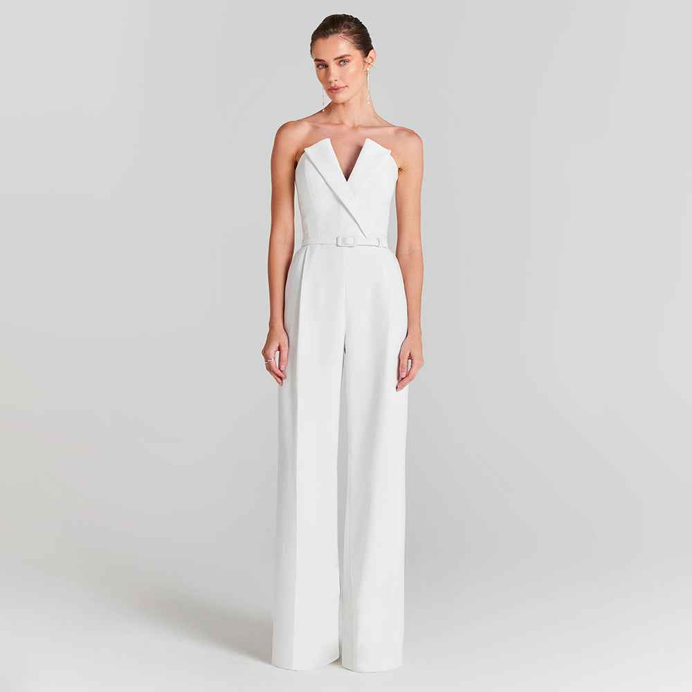 In Stock | White Bubble Bead Jumpsuit, Fashionable Casual Two-Piece Set, High-End European and American Women's Clothing, European and American Style.