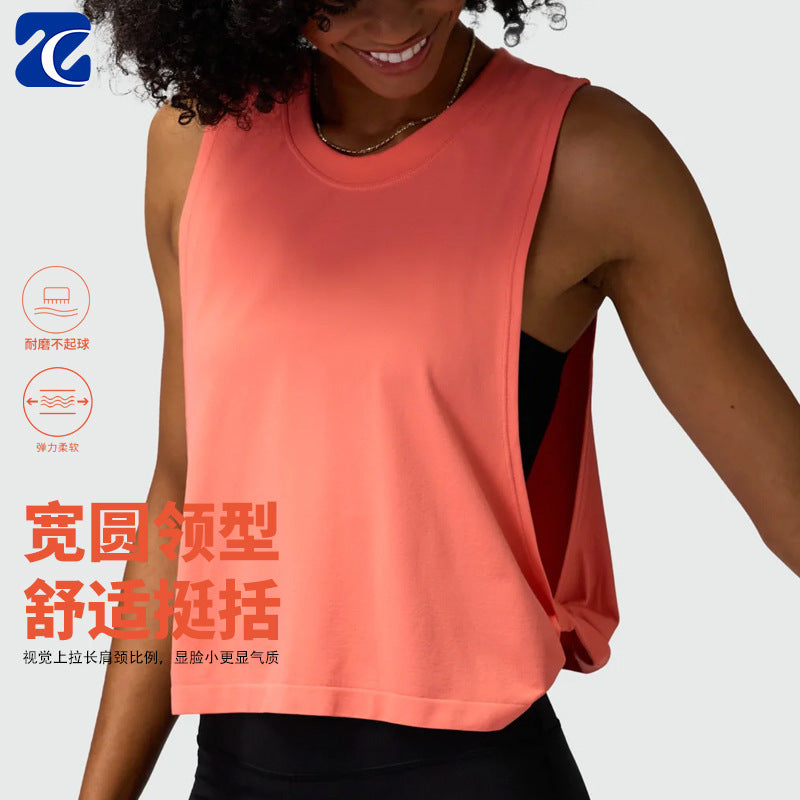 Cross-border yoga vest women's hollow back sports blouse outdoor running fitness leisure Joker top wholesale