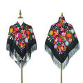 Cross-border New Daisy Twill Print Square Elegant Tassel Shawl Warm Beautiful Dustproof Multifunctional Scarf