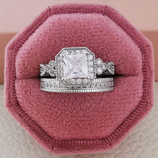 European and American AliExpress orders cross-border creative square geometric pink diamond ring ring factory direct r5173