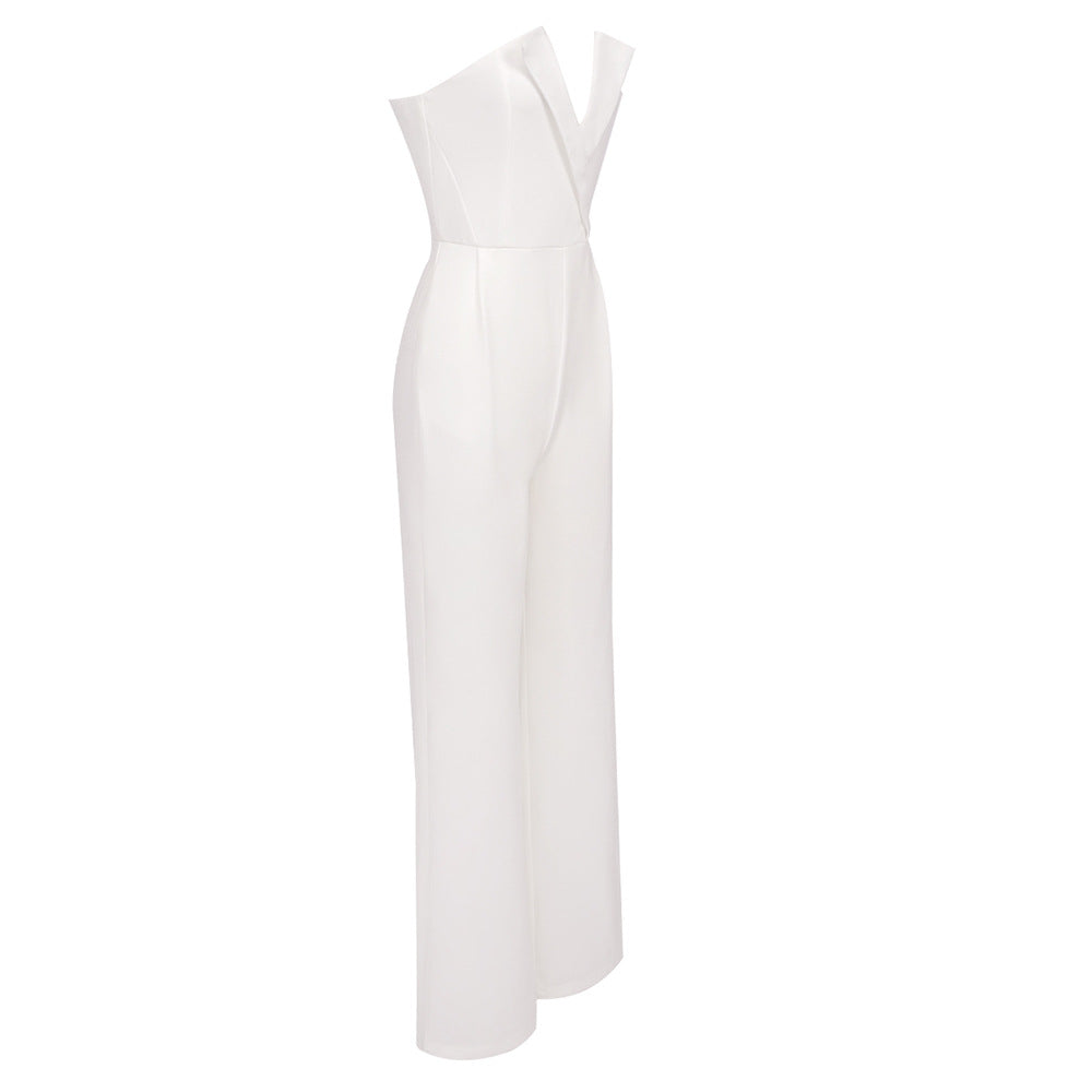 In Stock | White Bubble Bead Jumpsuit, Fashionable Casual Two-Piece Set, High-End European and American Women's Clothing, European and American Style.