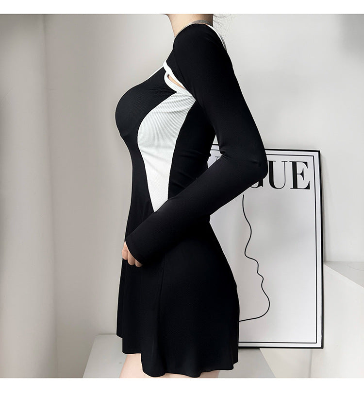 Swimming Suit Women's Summer Sexy Conservatively Conservatively Shaded Meat Slimming Long-sleeved Split Swimming Trunks Small Chest ins Hot Spring
