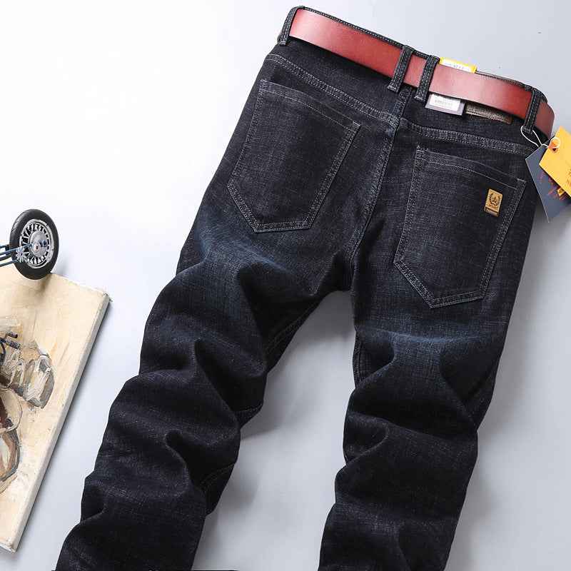 Su Lee Men's Jeans Spring and Summer Men's Elastic Loose Straight Retro Business Casual Trendy Brand Long Pants