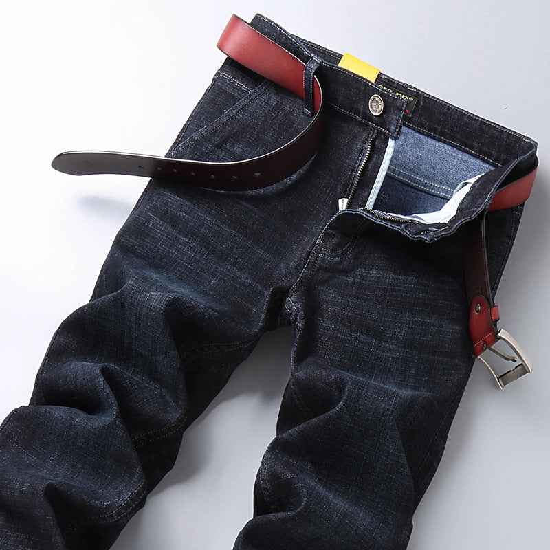 Su Lee Men's Jeans Spring and Summer Men's Elastic Loose Straight Retro Business Casual Trendy Brand Long Pants