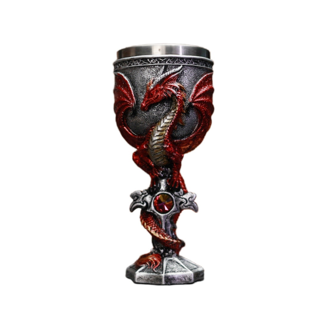 Cross-border New Product An Evil Dragon Wine Glass Western Dragon Stainless Steel Wine Glass 3D Three-dimensional Dragon Warrior Goblet
