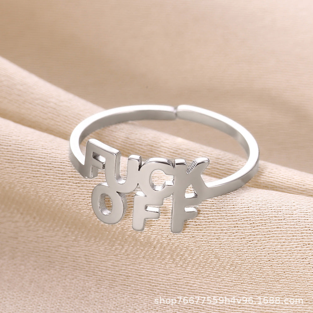 Cross-border European and American explosions stainless steel ring adjustable geometric ring 18k furnace electroplated titanium steel ring wholesale