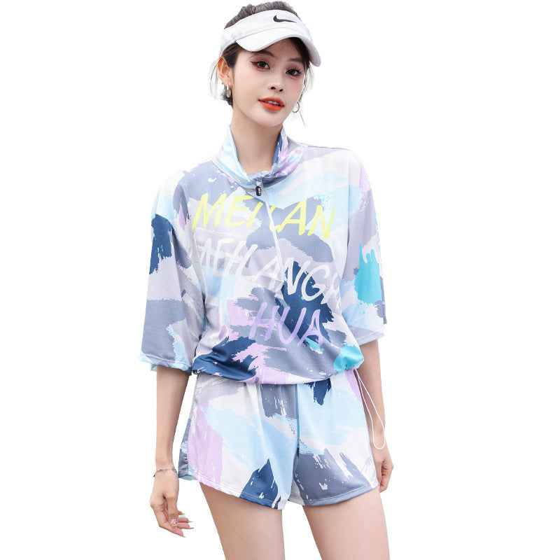 Sports Swimsuit Women's Split Bikini Three-piece Set Small Chest Gathering Belly Covering Slimming Conservative Flat-angle Hot Spring Swimsuit