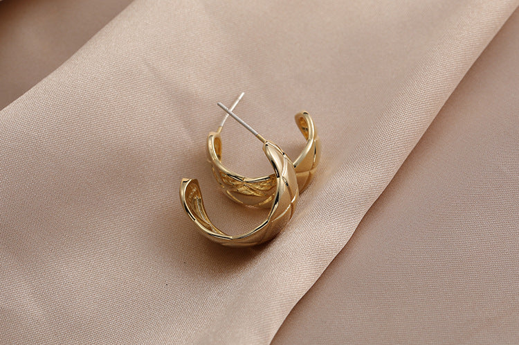 Mosquito-repellent incense plate ear clip no ear hole cold wind earrings earrings simple temperament French check earrings earrings female wholesale