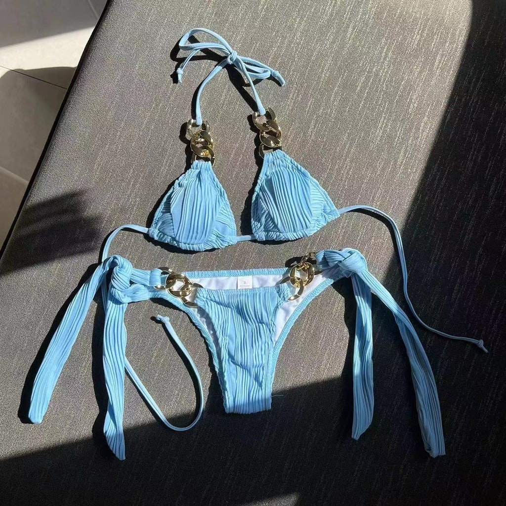 2025 European and American Sexy New Split Swimsuit Chain Bikini Swimsuit Bikini Cross-Border Export Amazon