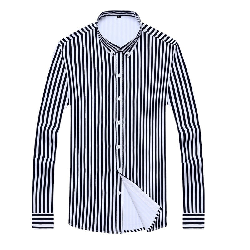 2022 winter striped warm shirt men's no pocket cardigan youth fashion fleece-lined thick plaid inch shirt CY