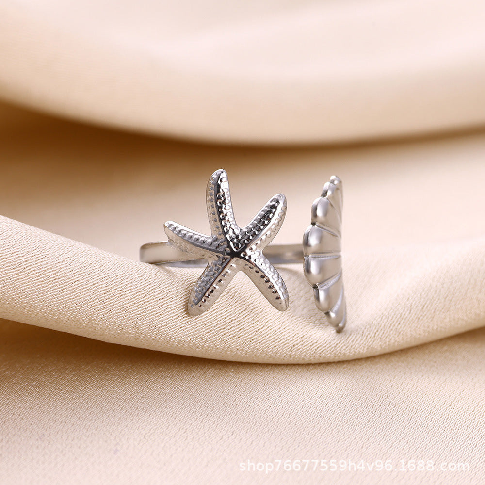 Cross-border European and American explosions stainless steel ring adjustable geometric ring 18k furnace electroplated titanium steel ring wholesale