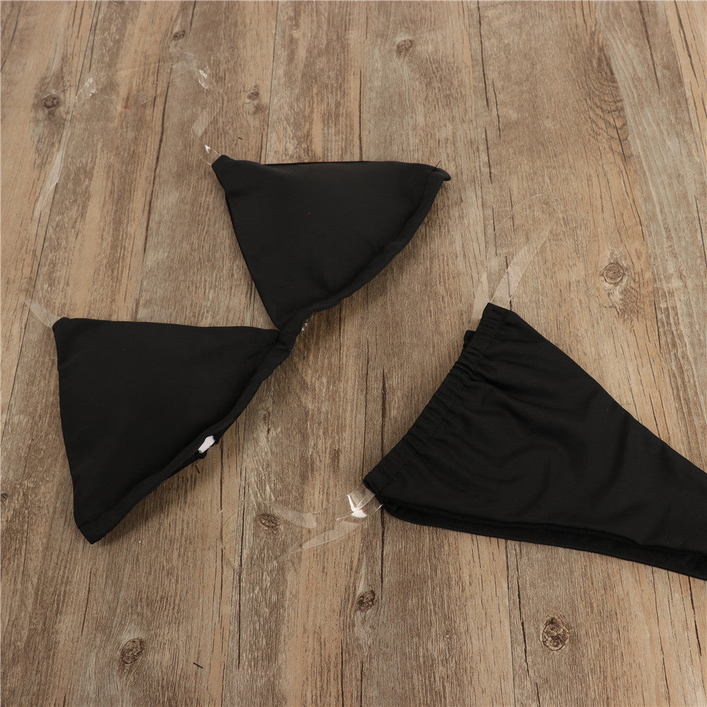 Spot wholesale Bikini Europe and the United States cross-border solid color women's swimsuit three-point transparent shoulder strap gathered swimsuit Bikini