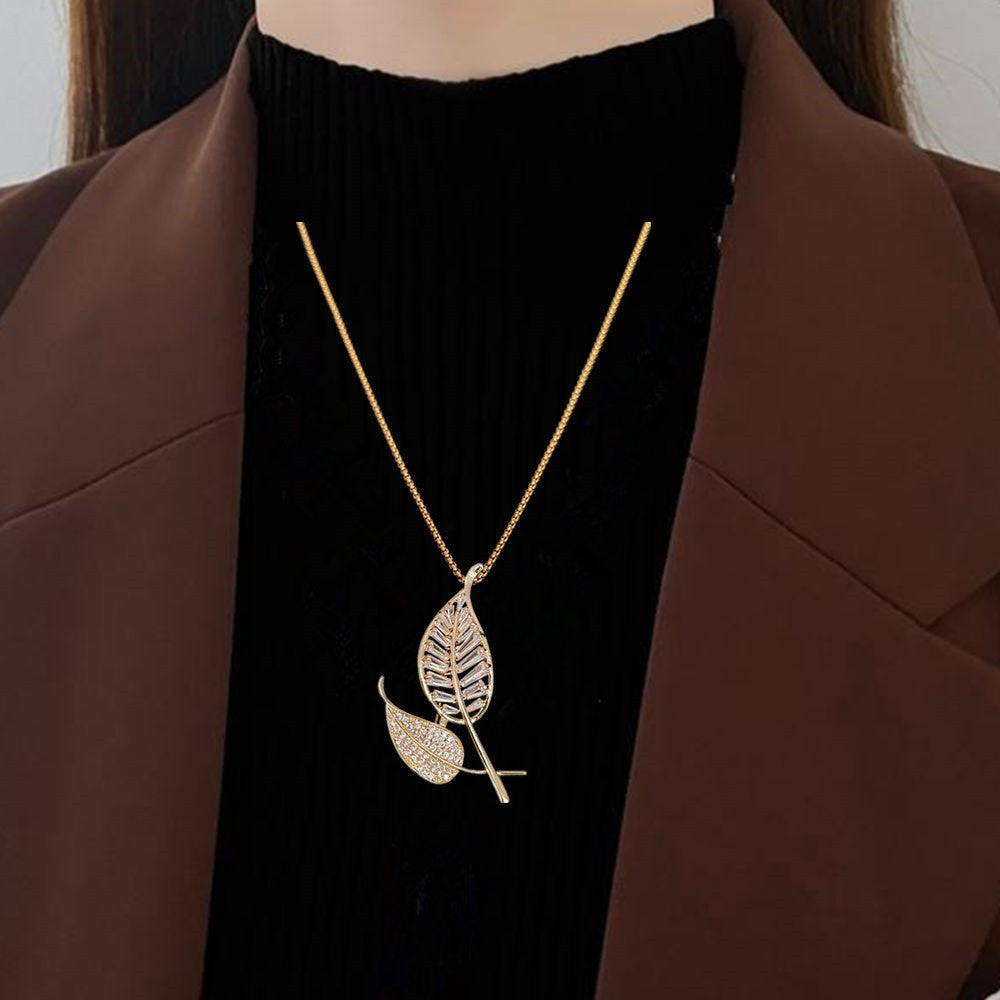 Hollow Leaves Brooch High-grade Sense Inlaid Zircon Corsage Accessories Collar All-match Light Luxury Clothing Accessories Pin