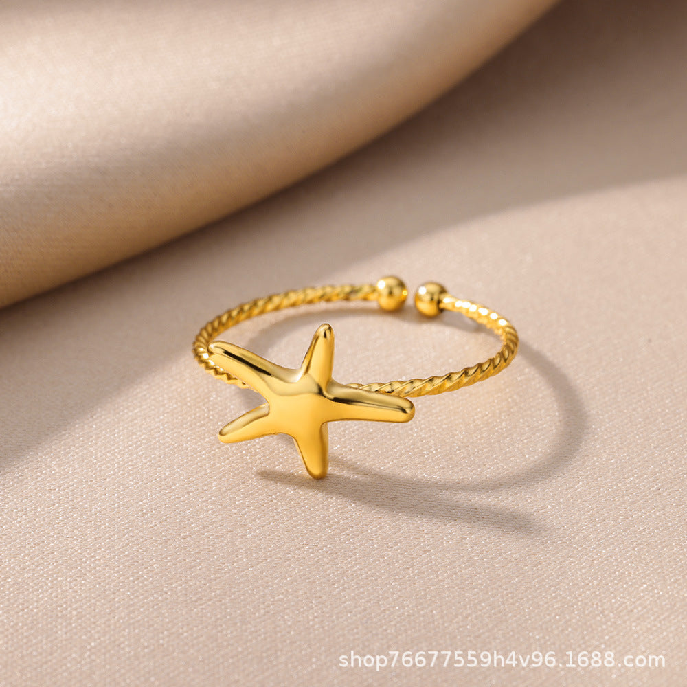 Cross-border European and American explosions stainless steel ring adjustable geometric ring 18k furnace electroplated titanium steel ring wholesale