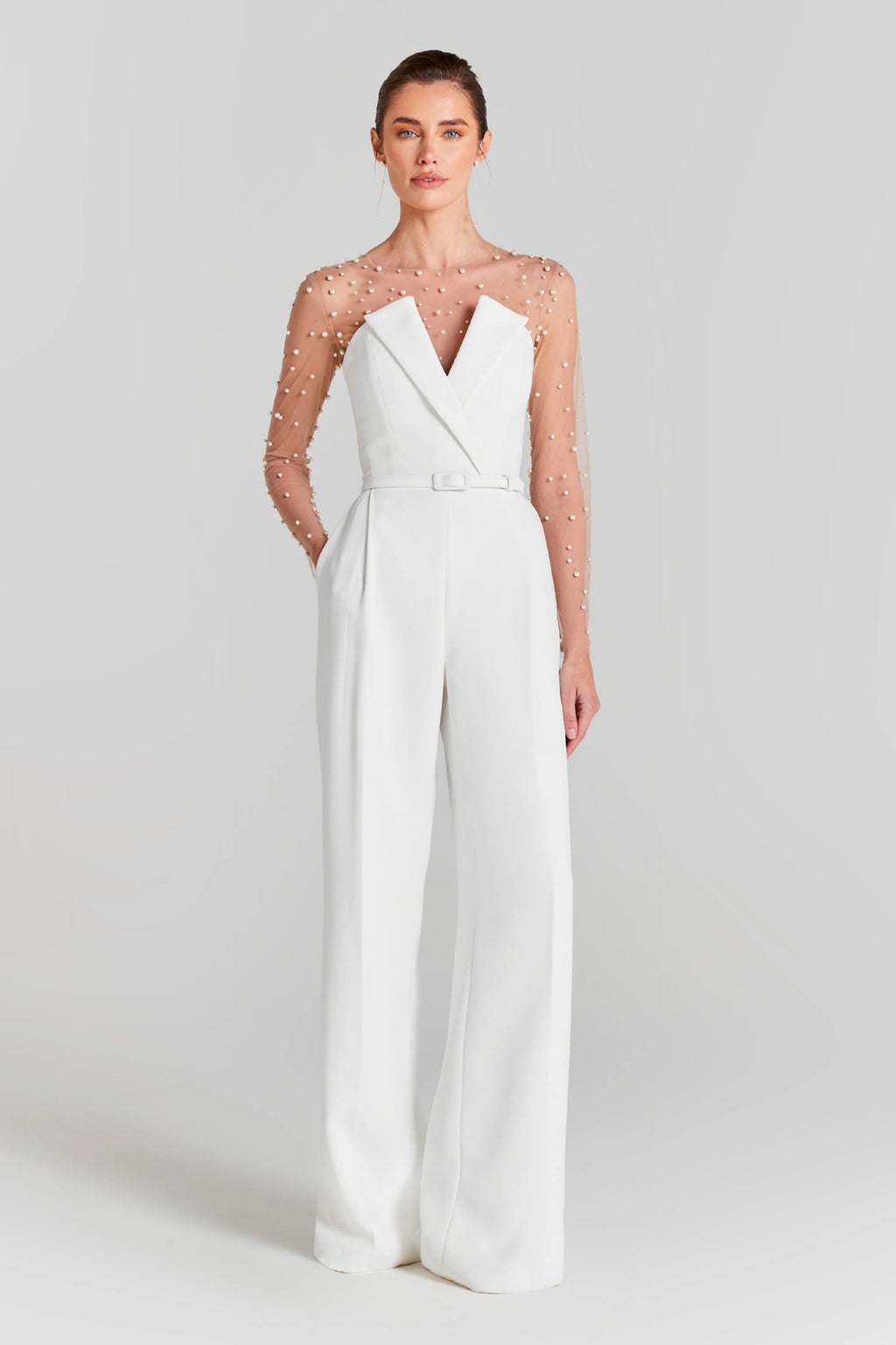 In Stock | White Bubble Bead Jumpsuit, Fashionable Casual Two-Piece Set, High-End European and American Women's Clothing, European and American Style.