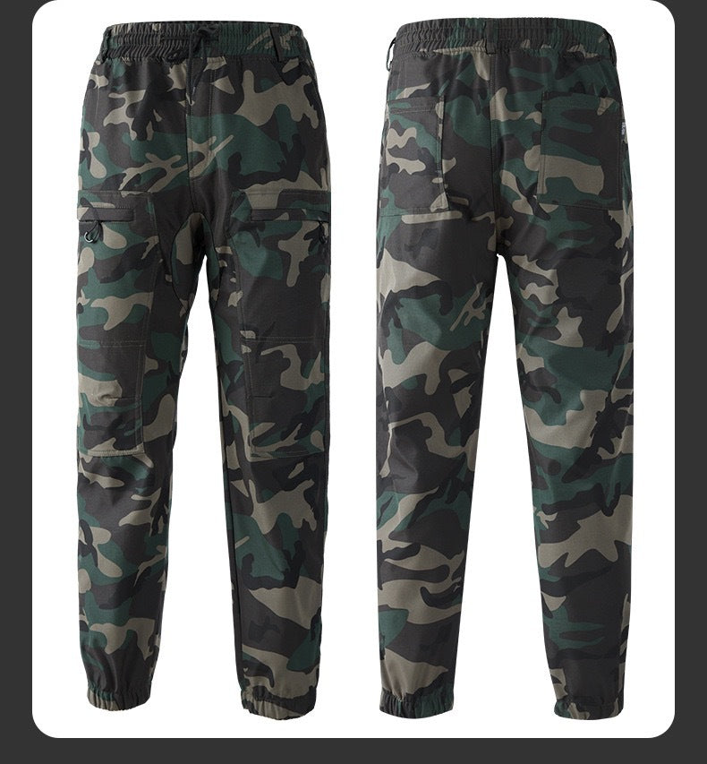 Outdoor assault clothing overalls suit men's spring and autumn elastic tooling labor protection clothing wear-resistant camouflage clothing hooded training clothing
